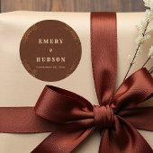 Country Western Tooled Rustic Terracotta Wedding Runder Aufkleber