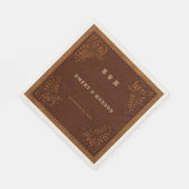 Country Western Tooled Rustic Terracotta Wedding Serviette (Ecke)