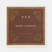 Country Western Tooled Rustic Terracotta Wedding Serviette (Vorderseite)