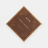 Country Western Tooled Terracotta Rustic Wedding Serviette (Ecke)