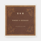 Country Western Tooled Terracotta Rustic Wedding Serviette (Vorderseite)