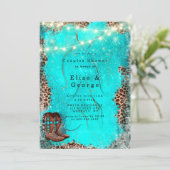 Country Western Türkis Dusche Lucca Einladung (Stehend Vorderseite)