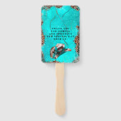 Country Western Türkis-Holzhochzeit Fächer (Rückseite)