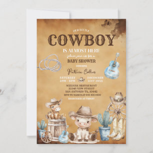Country Western Unsere kleine Cowboy-Babydusche Einladung