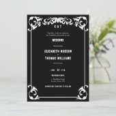 Country Western Vintage Schwarz-weiße feierliche H Einladung (Stehend Vorderseite)