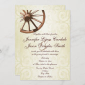 Country Western Wagon Wheel Einladung zur Hochzeit (Vorne/Hinten)