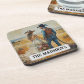 Country Western Wedding Watercolor Getränkeuntersetzer (Linke Seite)