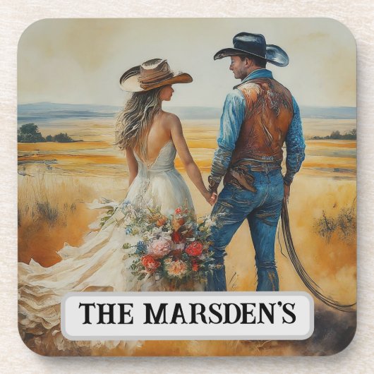 Country Western Wedding Watercolor Getränkeuntersetzer (Vorderseite)