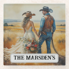 Country Western Wedding Watercolor Glasuntersetzer