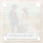 Country Western Wedding Watercolor Glasuntersetzer (Rückseite)