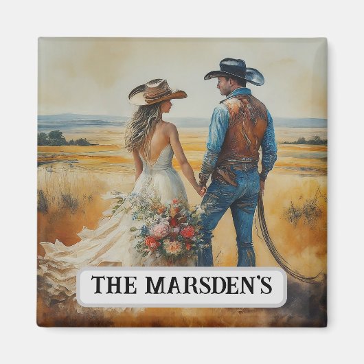 Country Western Wedding Watercolor Magnet (Vorne)