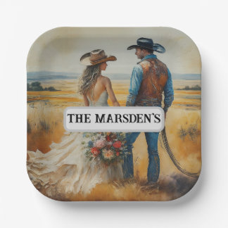Country Western Wedding Watercolor Pappteller