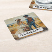 Country Western Wedding Watercolor Rechteckiger Pappuntersetzer (angewinkelt)