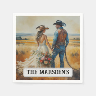 Country Western Wedding Watercolor Serviette