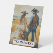 Country Western Wedding Watercolor Sockelschild (Vorderseite)