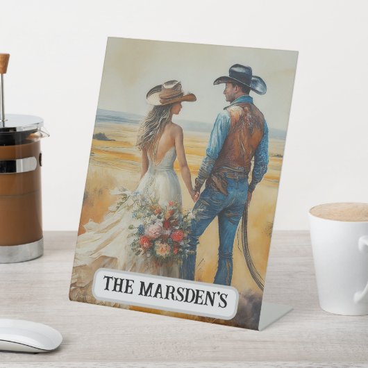 Country Western Wedding Watercolor Sockelschild (In SItu)