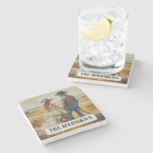 Country Western Wedding Watercolor Steinuntersetzer (Seitenansicht)