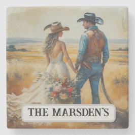 Country Western Wedding Watercolor Steinuntersetzer