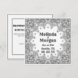 Country Western Wedding White Bandana Save The Date