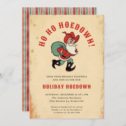 Country Western Weihnachten Weihnachtsfeiertag Einladung (Vorne/Hinten)