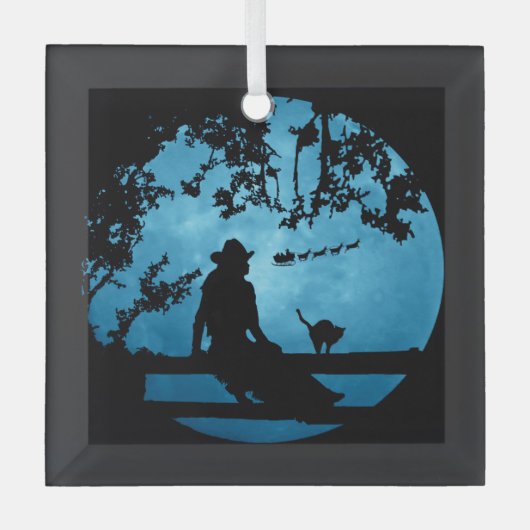 Country Western Weihnachtsmädchen und Weihnachtsma Ornament Aus Glas (Vorderseite)
