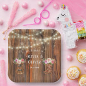 Country Western Wood Lights Violine Hochzeit Pappteller (Party)