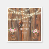 Country Western Wood Lights Violine Hochzeit Serviette (Vorderseite)