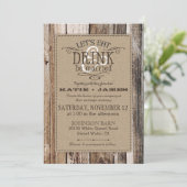 Country Western Wood Planks Rustikale Hochzeit Einladung (Stehend Vorderseite)