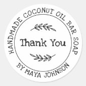 Country White Handmade Vielen Dank Runder Aufkleber (Vorderseite)