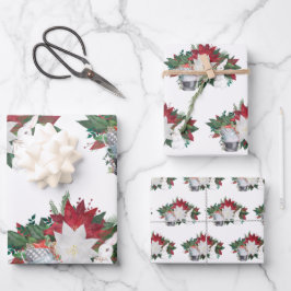 Country White Rabbit Teebecher Weihnachten Geschenkpapier Set