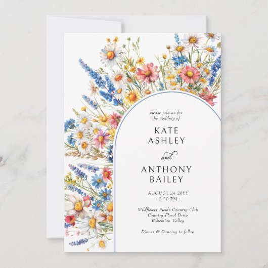 Country Wildblume Arch Wedding Einladung (Vorderseite)