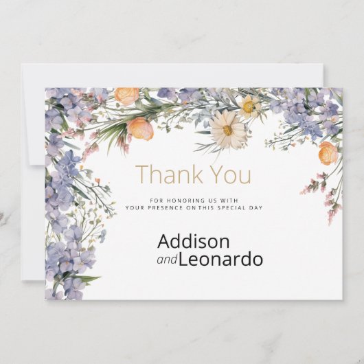 Country Wildblume Blume rustikal Danke Einladung (Vorderseite)