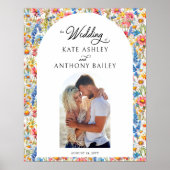 Country Wildblume Blumenhochzeit Foto Willkommen Poster (Vorne)