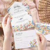 Country Wildblume farbenfrohe blumenreiche Hochzei All In One Einladung