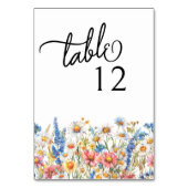 Country Wildblume farbenfrohe blumenreiche Hochzei Tischnummer (Vorderseite)