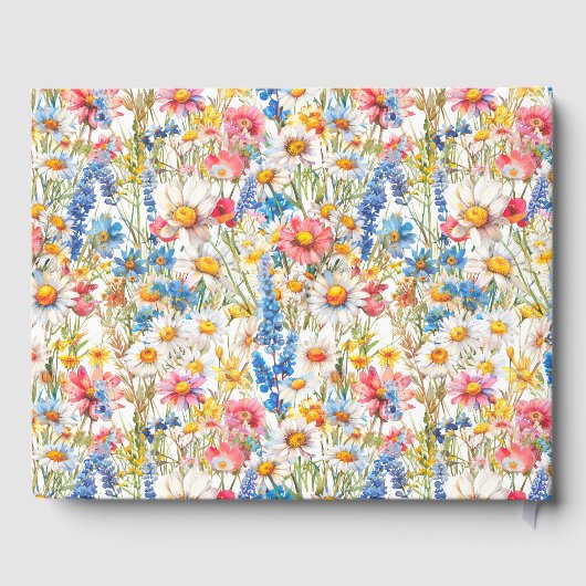 Country Wildblume Mehrfarbige Blumenhochzeit Gästebuch (Rückseite)