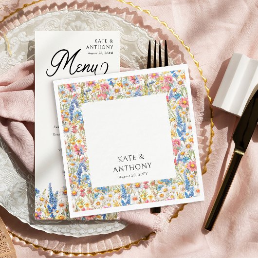 Country Wildblume Mehrfarbige Blumenhochzeit Serviette