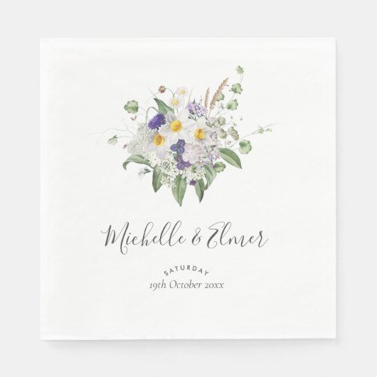 Country Wildblumen Greenery Posy Wedding Serviette (Vorderseite)