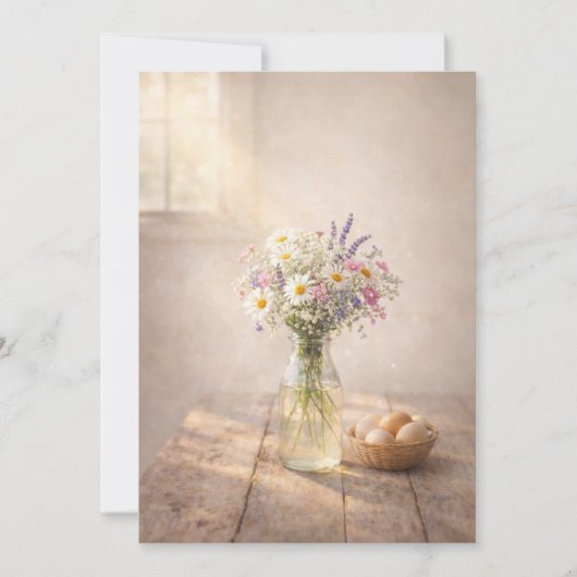 Country Wildflowers on Rustic Table Greeting Card Einladung (Vorderseite)