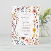 Country Wildflowers Wedding Invitation Einladung (Stehend Vorderseite)