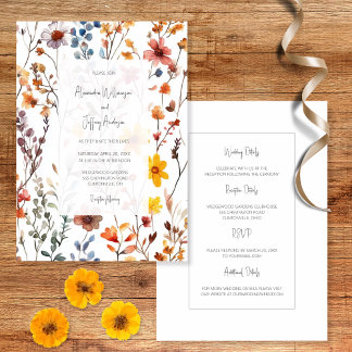 Country Wildflowers Wedding Invitation Einladung