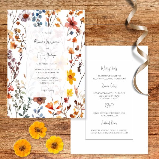 Country Wildflowers Wedding Invitation Einladung