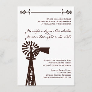 Country Windmill Rural Rustic Wedding Einladungen