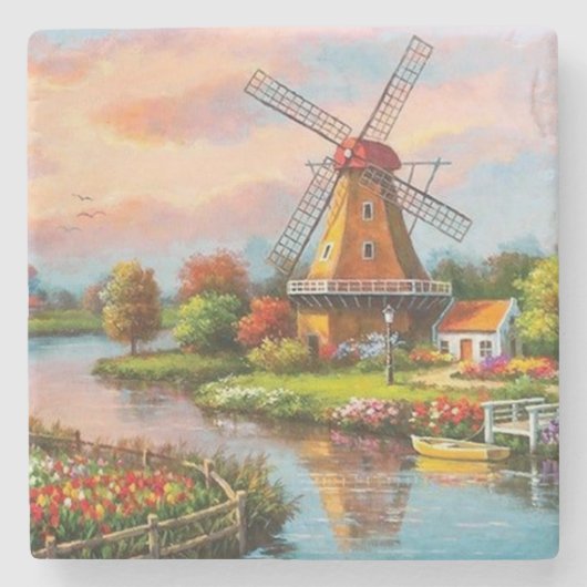 Country Windmills Fine Art Steinuntersetzer (Vorderseite)