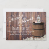 Country Wine Barrel & Lantern Floral Brautparty Einladung (Vorderseite)