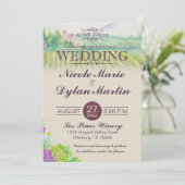 Country Wine Wedding Vineyard Burgund Einladung (Stehend Vorderseite)