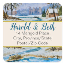 Country Winter Address Umschlag Aufkleber