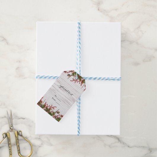 Country Winter Holiday Berries & Pine Cone Elegant Geschenkanhänger (Mit Garn)