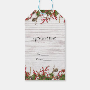 Country Winter Holiday Berries & Pine Cone Elegant Geschenkanhänger