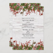 Country Winter Holiday Berries & Pine Cone Wedding Einladung (Vorne/Hinten)